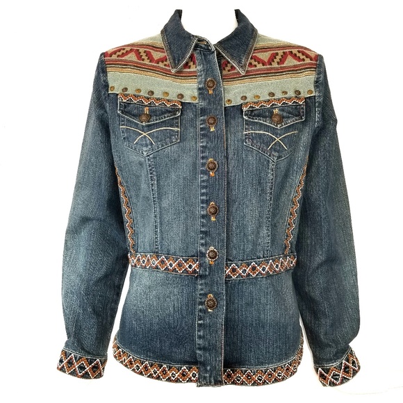 coldwater creek embroidered denim jacket